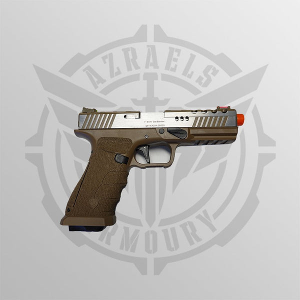 APS Dragonfly GBB Pistol featuring a CNC finished aluminum slide and fiber optic sights.