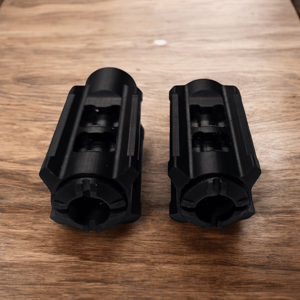 Aztech HellFire V2 polymer hop up parts showcasing muzzle brake styling for enhanced blaster performance and accuracy.