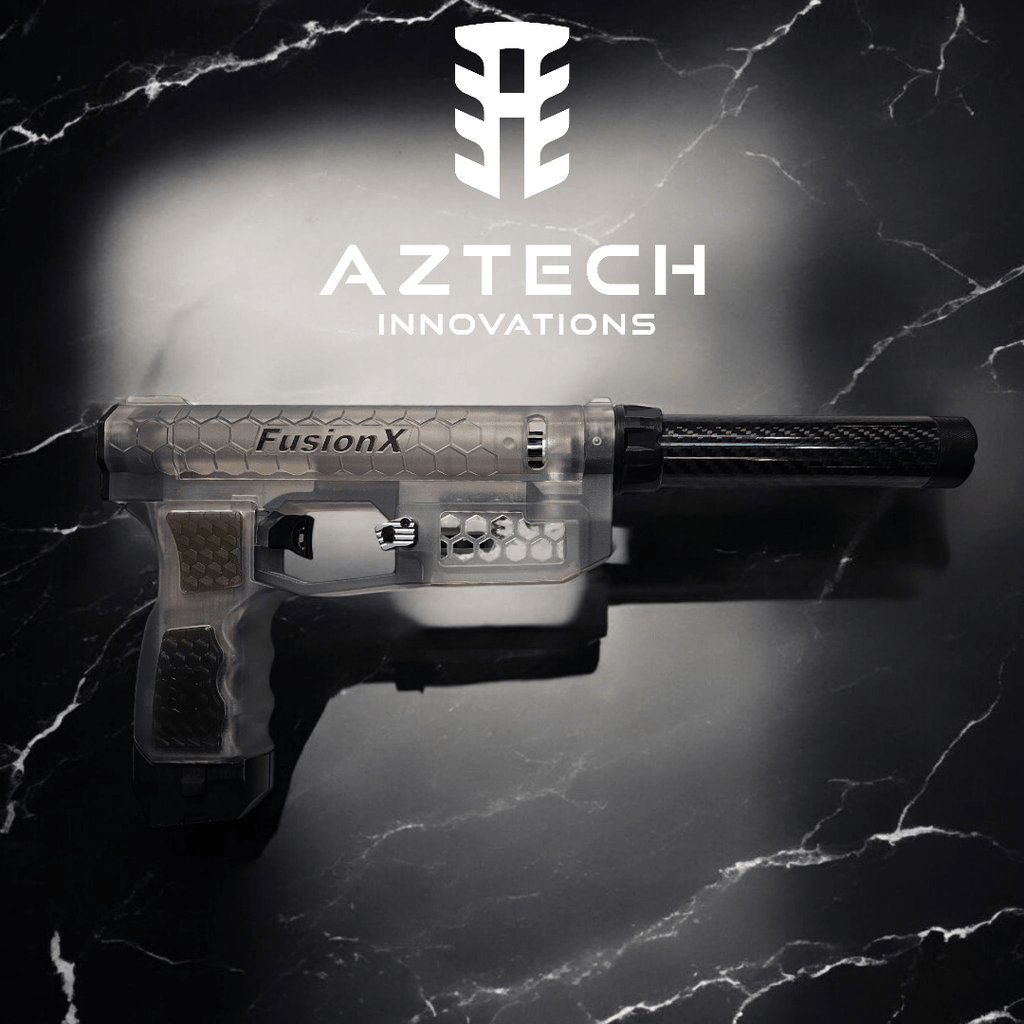 Aztech Innovations FusionX HPA Receiver on marble background, showcasing lightweight design and durable build.