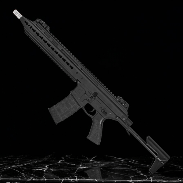 Classic Army SCARAB ABR AEG Gel Blaster in matte black, showcasing its sleek design and features.