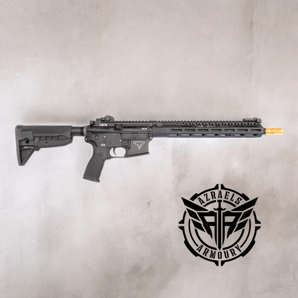 E&C BCM TTI F8 13 inch M-LOCK Gel Blaster with full metal receiver and custom emblem.