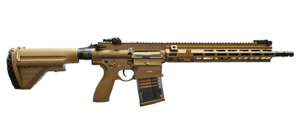 E&C HK M110A1 AEG Gel Blaster with a tan finish and tactical design, ideal for gel blaster enthusiasts.