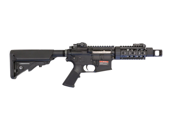 E&C M4 TANK BLACK Gel Blaster with metal receiver, adjustable sights, and quad rail for enhanced performance.